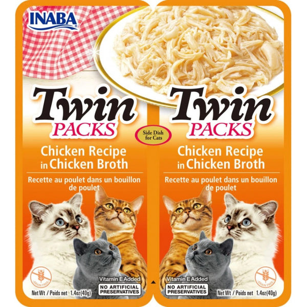 Inaba Twin Packs Chicken in Chicken FLavored Broth Side Dish for Cats