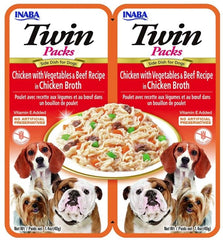 Inaba Twin Packs Chicken with Vegetables and Beef Recipe in Chicken Broth Side Dish for Dogs