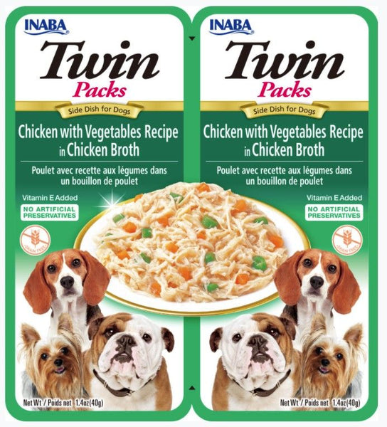 Inaba Twin Packs Tuna and Chicken with Vegetables Recipe in Chicken Broth Side Dish for Dogs