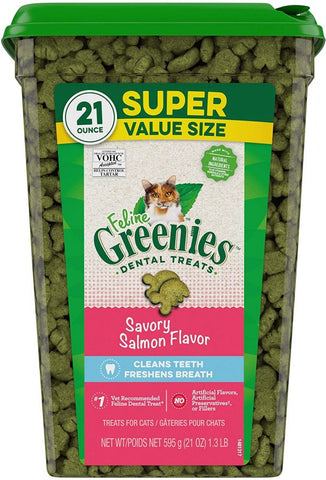 Greenies Feline Natural Dental Treats Tempting Salmon Flavor