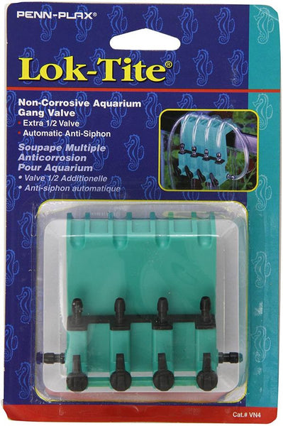 Penn Plax Lok-Tikte Plastic Valve with Hanger 4 Gang Valve