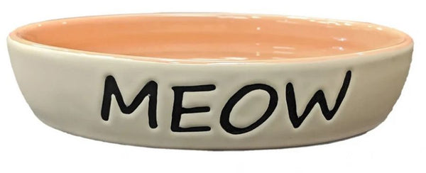 Spot Oval Coral Meow Dish 6"