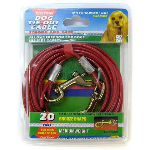 Four Paws Dog Tie Out Cable - Medium Weight - Red