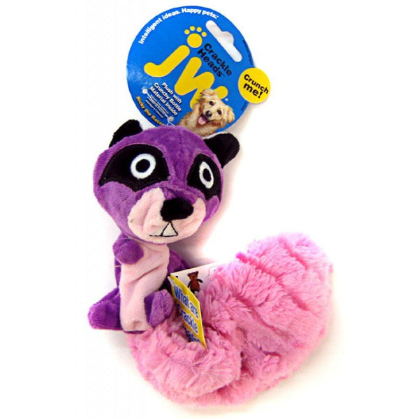 JW Pet Crackle Heads Plush Dog Toy - Ricky Raccoon