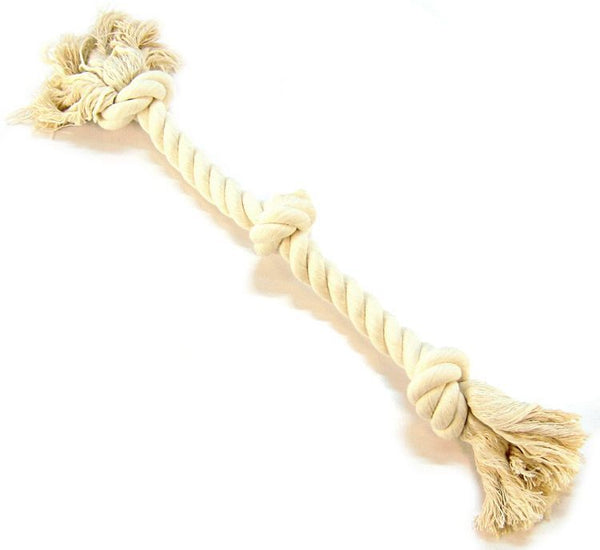 Flossy Chews 3 Knot Tug Toy Rope for Dogs - White