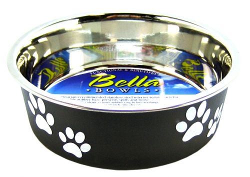 Loving Pets Stainless Steel & Espresso Dish with Rubber Base