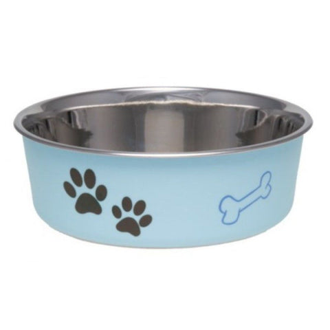 Loving Pets Stainless Steel & Light Blue Dish with Rubber Base