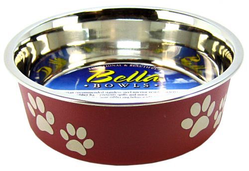 Loving Pets Stainless Steel & Merlot Dish with Rubber Base