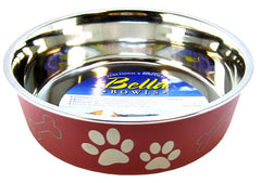 Loving Pets Stainless Steel & Merlot Dish with Rubber Base