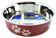 Loving Pets Stainless Steel & Merlot Dish with Rubber Base