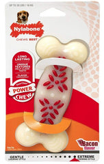 Nylabone Dura Chew White & Red Dog Bone - Bacon Flavor