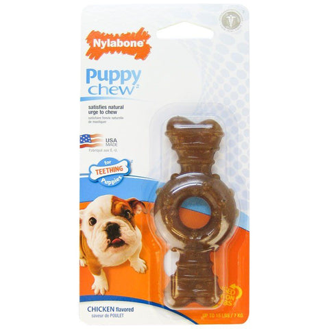 Nylabone Puppy Chew Textured Ring & Bone - Chicken Flavor