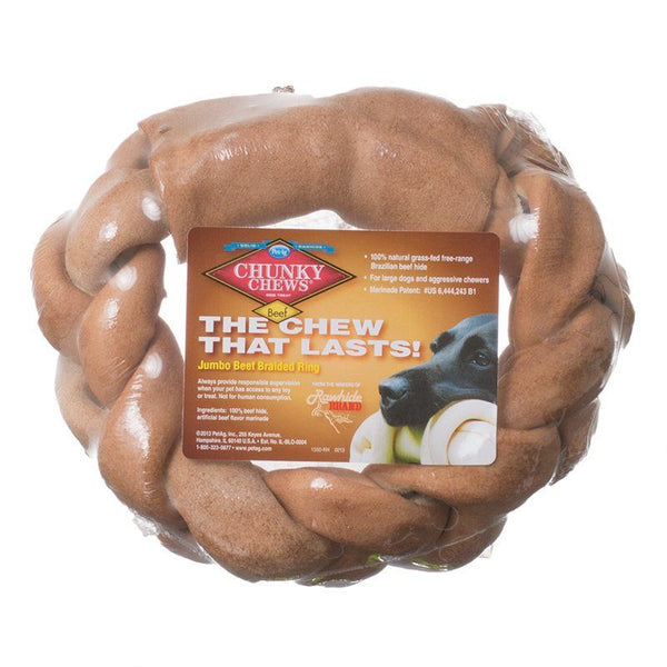 Chunky Chews Solid Rawhide Jumbo Beef Braided Ring