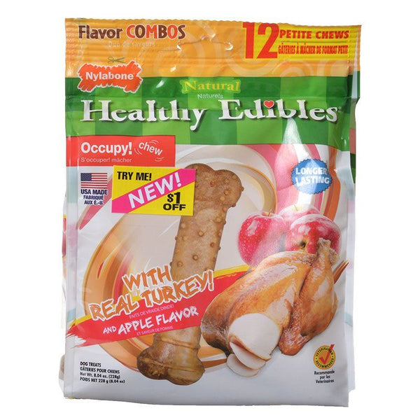 Nylabone Healthy Edibles Flavor Combos Treats - Turkey & Apple