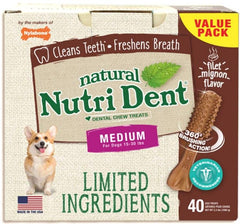 Nylabone Natural Nutri Dent Filet Mignon Dental Chews - Limited Ingredients