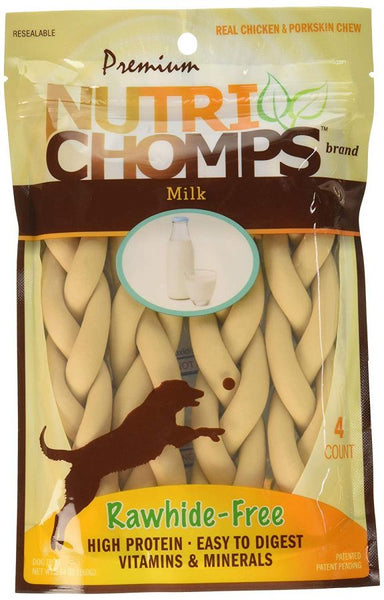 Premium Nutri Chomps Milk Flavor Braid Dog Chews - Small