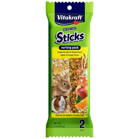 Vitakraft Crunch Sticks Rabbit & Guinea Pig Treats Variety Pack - Popped Grains & Apple