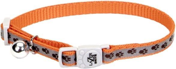 Coastal Pet Lazerbrite Reflective Breakaway Cat Collar Orange Paws