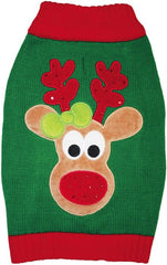 Fashion Pet Green Reindeer Dog Sweater