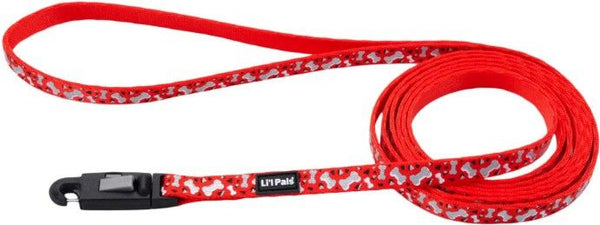 Li'L Pals Reflective Leash Red with Bones