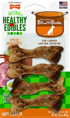 Nylabone Natural Healthy Edibles Broth Bone Chew Treats - Ham Flavor - Small