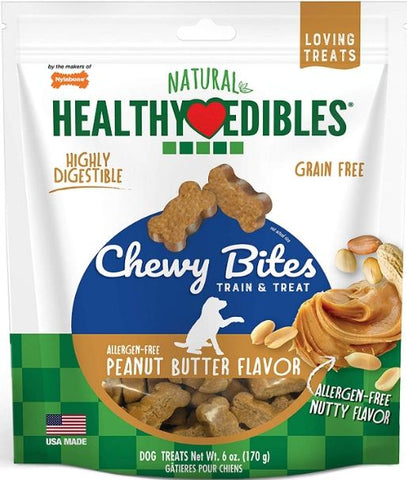 Nylabone Natural Healthy Edibles Peanut Butter Chewy Bites Dog Treats