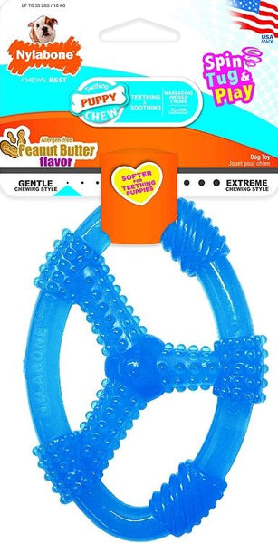 Nylabone Puppy Chew Ring Peanut Butter Toy - Wolf