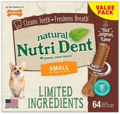 Nylabone Natural Nutri Dent Filet Mignon Dental Chews - Limited Ingredients