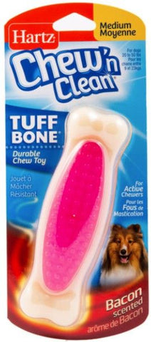 Hartz Chew N' Clean Tuff Bone Bacon Flavored Dog Toy Medium