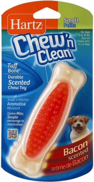 Hartz Chew N' Clean Tuff Bone Bacon Flavored Dog Toy Small