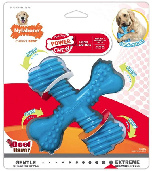 Nylabone Power Chew Comfor Hold X Bone Durable Dog Toy Beef Flavor Giant